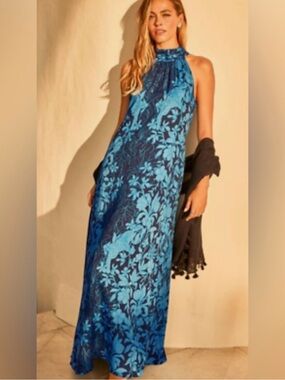 Lilly Pulitzer Blue Donita Maxi Dress NAVY SPOTTING A PATTERN PRINT